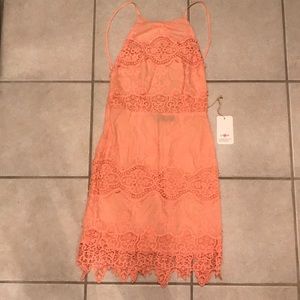 Peach laced mini dress — never worn